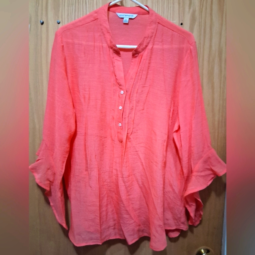 Counterparts Coral Button-Up Blouse